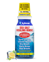 Rince-bouche H2Ocean eau saline, bouteille 8 oz pour une hygiène buccale quotidienne.