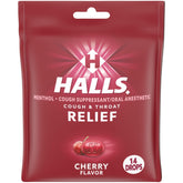 HALLS Relief cerise, paquet 14 pastilles, pratique à emporter pour la toux en déplacement