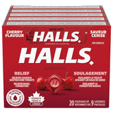Halls cerise paquets 20x9 pièces, format pratique pour emporter.