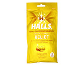 Halls Menthe Miel Citron, sac refermable, apaise la gorge et rafraîchit les voies.