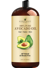 Huile d'avocat Handcraft Blends en bouteille, pression à froid pour hydratation