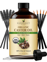Handcraft Blends huile de ricin bio pressée à froid dans une bouteille en verre, idéale pour cheveux et peau