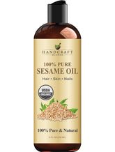 Huile de sésame Handcraft Blends en bouteille, nourrissante pour peau et cheveux.