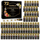 Hanolly huiles essentielles 72 bouteilles ambres pour diffusion durable et pureté.