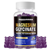 Happyummmm gommes magnésium glycinate - bouteille bleue, douceur et soutien potentiel du sommeil