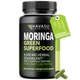 Capsules Havasu Moringa dans la bouteille, prise quotidienne pratique.
