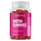 Gommes HAVASU NUTRITION biotine 5000mcg dans flacon, soutien cheveux et ongles.