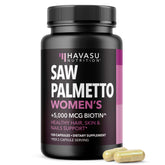 Havasu Nutrition Saw Palmetto Biotine en bouteille pour cheveux et peau.