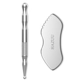 HAZUU gua sha en acier inoxydable pour visage stimule la circulation et l'éclat.