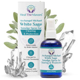Marque Heal The Masses brume sage blanche, bouteille prête pour purifier l'énergie d'une pièce.