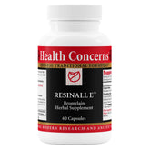 Health Concerns Resinall E – bouteille et gélules montrées, soutien naturel après blessure.