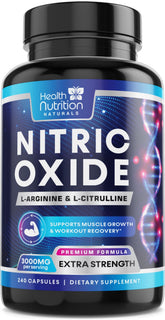 Health Nutrition Naturals booster oxyde nitrique 3000mg — bouteille prête pour l'entraînement et l'énergie.