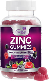 Health Nutrition Naturals gommes zinc 50 mg emballage clair et pratique