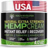Health Revolution Crème Arnica Chanvre – emballage clair prêt pour une utilisation quotidienne.