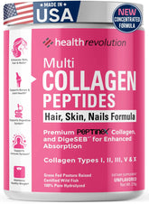 Health Revolution Poudre multi-collagène types I à X pour beauté et mobilité.
