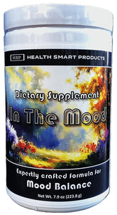 In The Mood HEALTH SMART PRODUCTS, bouteille avec capsules pour calme et équilibre.