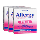 HealthA2Z Soulagement des allergies: bouteille 25 mg, soulage potentiellement éternuements et nez qui coule.