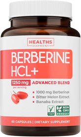 Healths Harmony Berberine capsules en boîte, soutenir le métabolisme quotidien.