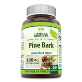 Herbal Secrets Extrait d'Écorce de Pin 100 mg en bouteille, pur et pratique.