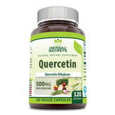 Herbal Secrets Quercetine 500 mg – bouteille, soutien potentiel à la routine quotidienne.