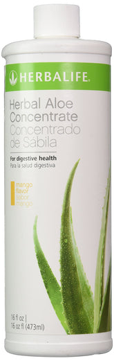 Bouteille Herbalife Aloé Drink Concentré Mangue, boisson rafraîchissante pour le bien-être digestif.
