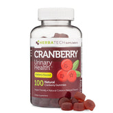 Gommes Cranberry Herbatech dans une bouteille pratique pour l’usage quotidien.