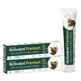 Herbodent Premium dentifrice, emballage double affiché pour une routine buccale naturelle et fraîche.