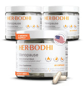 Her Bodhi MENO – bouteille affichant l'étiquette, soutien potentiel pendant la ménopause.