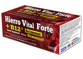 HIERRO VITAL FORTE elixir en bouteille ouverte, énergie quotidienne et absorption améliorée.