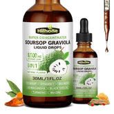 HIIHONE Graviola extrait bouteille : soutien potentiel à l’immunité et à l’énergie.