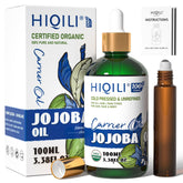 HIQILI huile de jojoba bio en bouteille de 100 ml pour hydrater les cheveux.