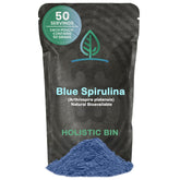 Holistic Bin Poudre Spiruline Bleue dans un emballage refermable, idéale pour préserver la fraîcheur.