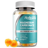 Gommes HOLLEGEND Magnesium Carbonate, 500 mg, douceur pour énergie et confort musculaire.