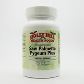 Holly Hill Saw Palmetto Pygeum Plus – bouteille et étiquette, soutien potentiel de la fonction prostate