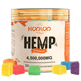 Gummies Big Cubes de HOOLOO: bouteille ouverte et collation pratique.