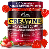 Hoozzch Créatine Gummies, bouteille ouverte, saveur fraise, prise rapide après l'entraînement.
