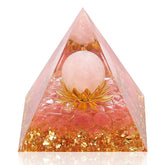 Hopeseed Pyramide Orgone Fleur de Vie en quartz rose, énergie positive pour méditation