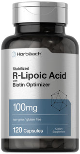 Horbaach Acide Lipoïque R stabilisé 100 mg en bouteille pour usage quotidien.