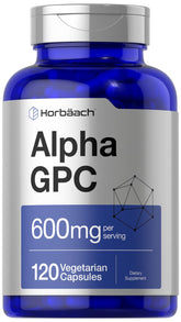 Horbäach Alpha GPC 600mg — bouteille pour concentration et clarté mentale.