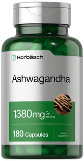 Horbäach Ashwagandha – bouteille 180 capsules pour routine bien-être.
