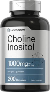 Horbaach Choline Inositol 1000 mg – bouteille pratique pour l’usage quotidien.