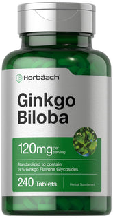 Horbaach Ginkgo Biloba, bouteille ouverte, soutien potentiel à la concentration dans la routine quotidienne.
