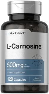 Horbaach L-Carnosine en bouteille de 120 capsules, complément pur et sans OGM.