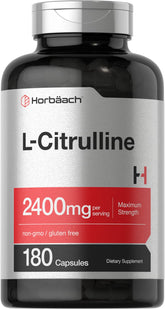 Horbaach L-Citrulline: bouteille et emballage, utile pour le soutien pendant l'entraînement.