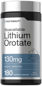 Capsules Horbäach Lithium Orotate 130 mg, biodisponibilité élevée.