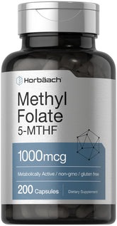 Horbäach Methylfolate capsules 1000mcg libération rapide pour soutien quotidien