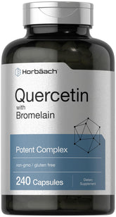Horbäach Quercétine avec Bromélaïne: bouteille claire, soutien potentiel des défenses naturelles