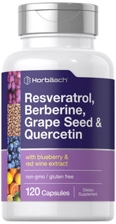 Horbäach Resveratrol-Berberine Bouteille, pratique pour une routine antioxydante.