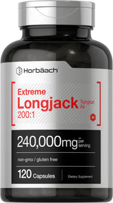 Horbäach Tongkat Ali, bouteille de 120 gélules, extrait concentré pour énergie potentielle
