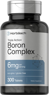 Bouteille Horbaach Triple Boron Complex, 300 comprimés, idéale pour la routine quotidienne.